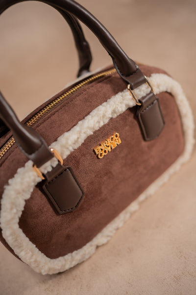 Mini-Handtasche, schokobraun-creme