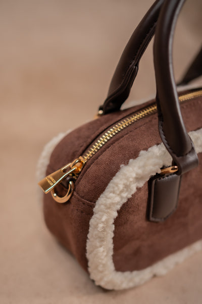 Mini-Handtasche, schokobraun-creme