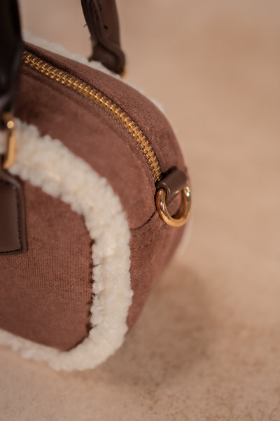 Mini-Handtasche, schokobraun-creme