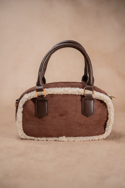 Mini-Handtasche, schokobraun-creme