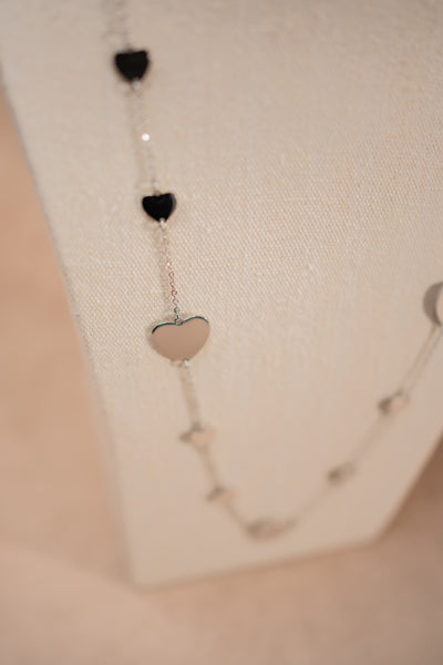 Halskette mit Herzen, silber