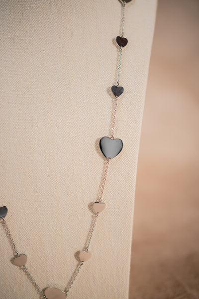 Halskette mit Herzen, silber