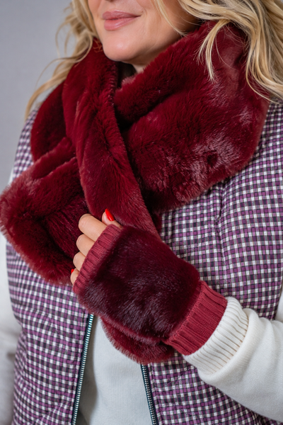 Kuschliger Webpelzschal "Furry", burgundy