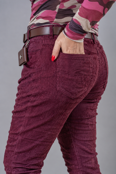 Stretchhose in Samt-Cord-Optik, burgundy