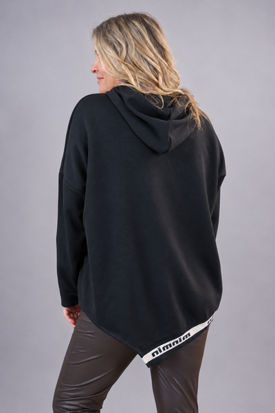 Kapuzenpullover mit asymmetrischem Schnitt, schwarz
