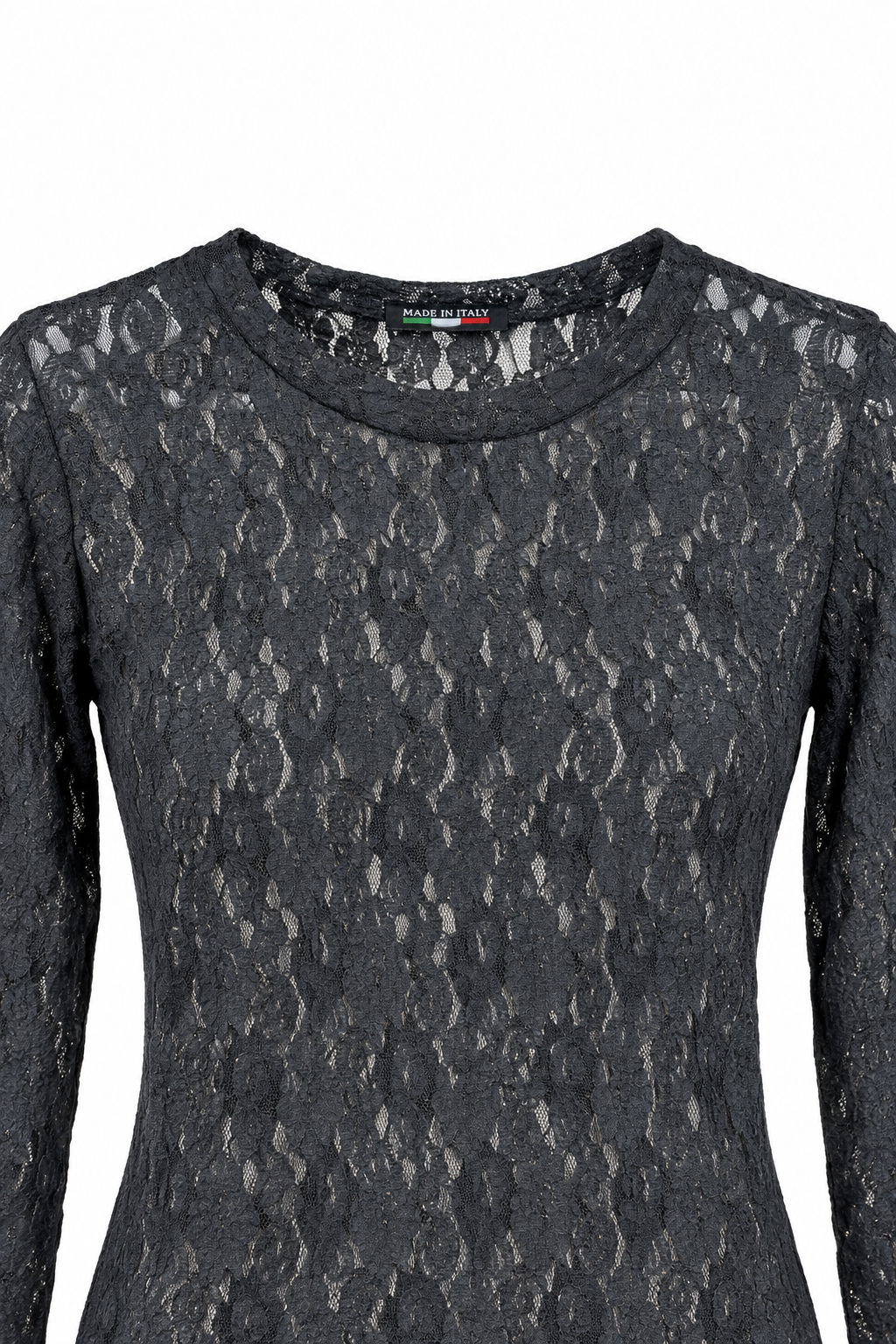 Spitzen-Langarmshirt, schwarz