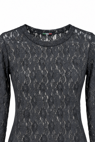 Spitzen-Langarmshirt, schwarz