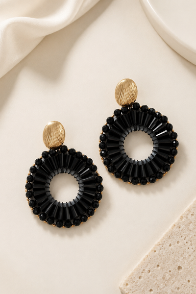 Runde Ohrringe in Schwarz-Gold
