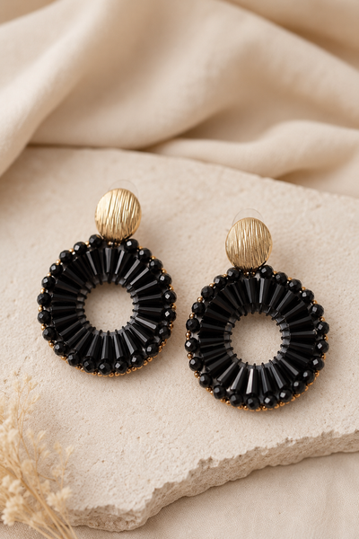 Runde Ohrringe in Schwarz-Gold