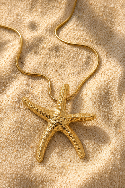 Elegante Halskette mit Seestern-Anhänger, Gold