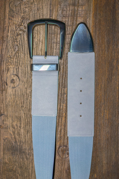 Stretchgürtel mit silberner Schnalle, hellblau