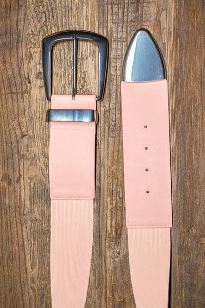Stretchgürtel mit silberner Schnalle, rosa