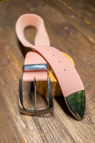 Stretchgürtel mit silberner Schnalle, rosa