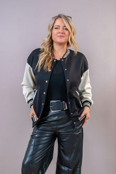 Collegejacke "Varsity", schwarz/creme