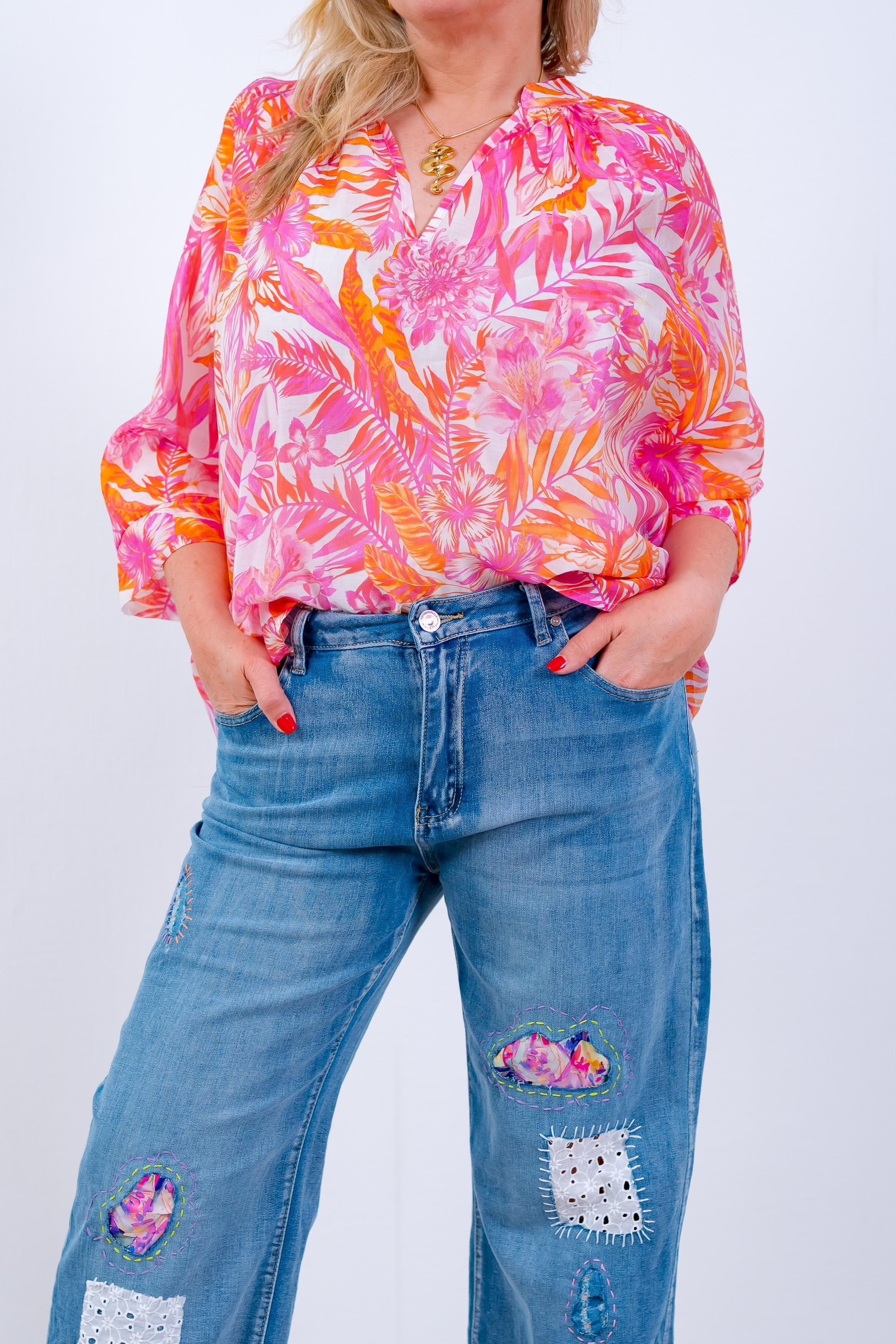 Bluse, Pink-Orange