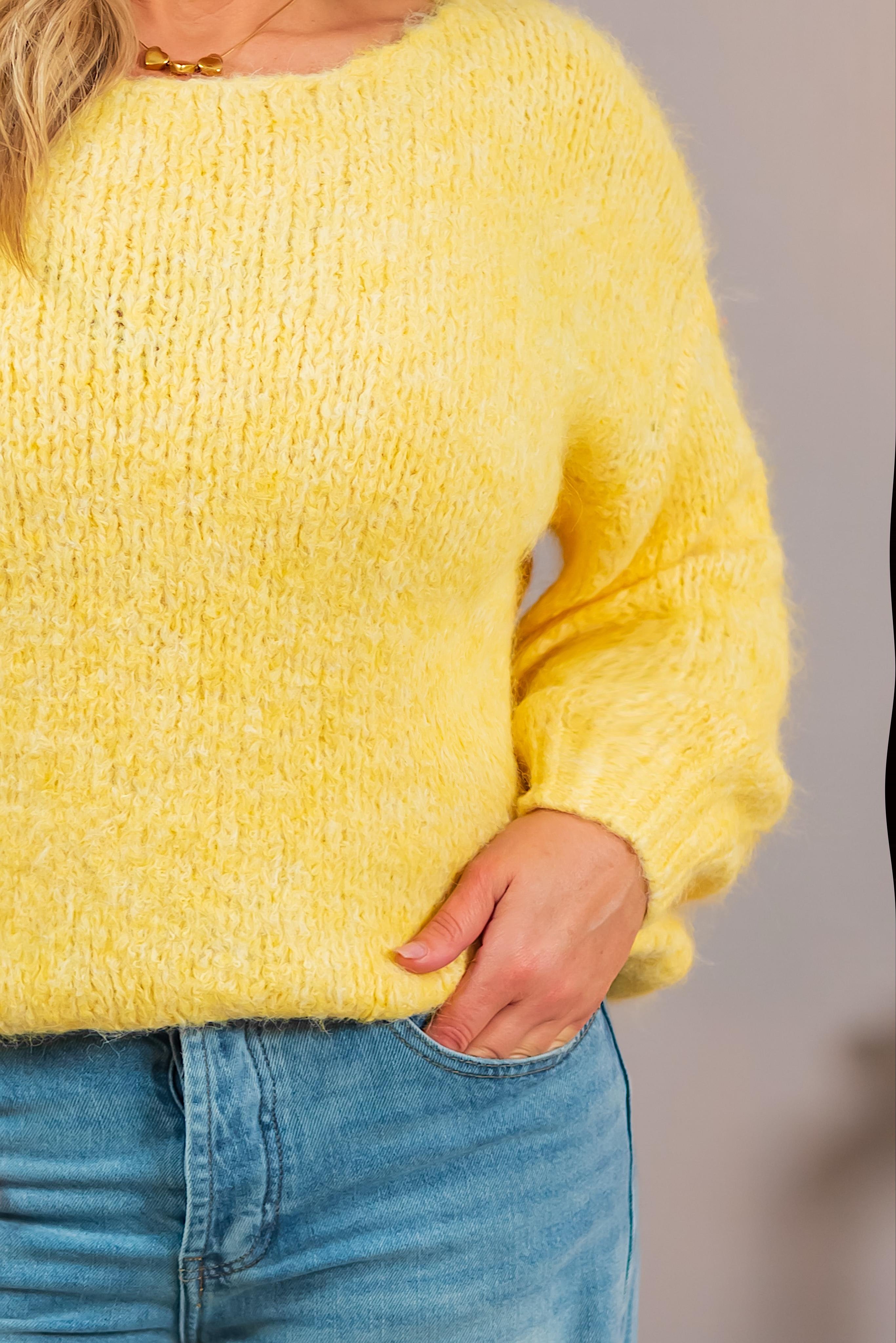Kuschliger Strickpullover mit LOVE-Schriftzug, gelb