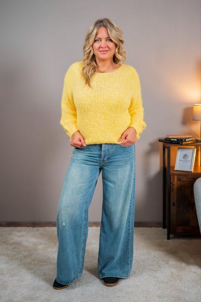 Kuschliger Strickpullover mit LOVE-Schriftzug, gelb