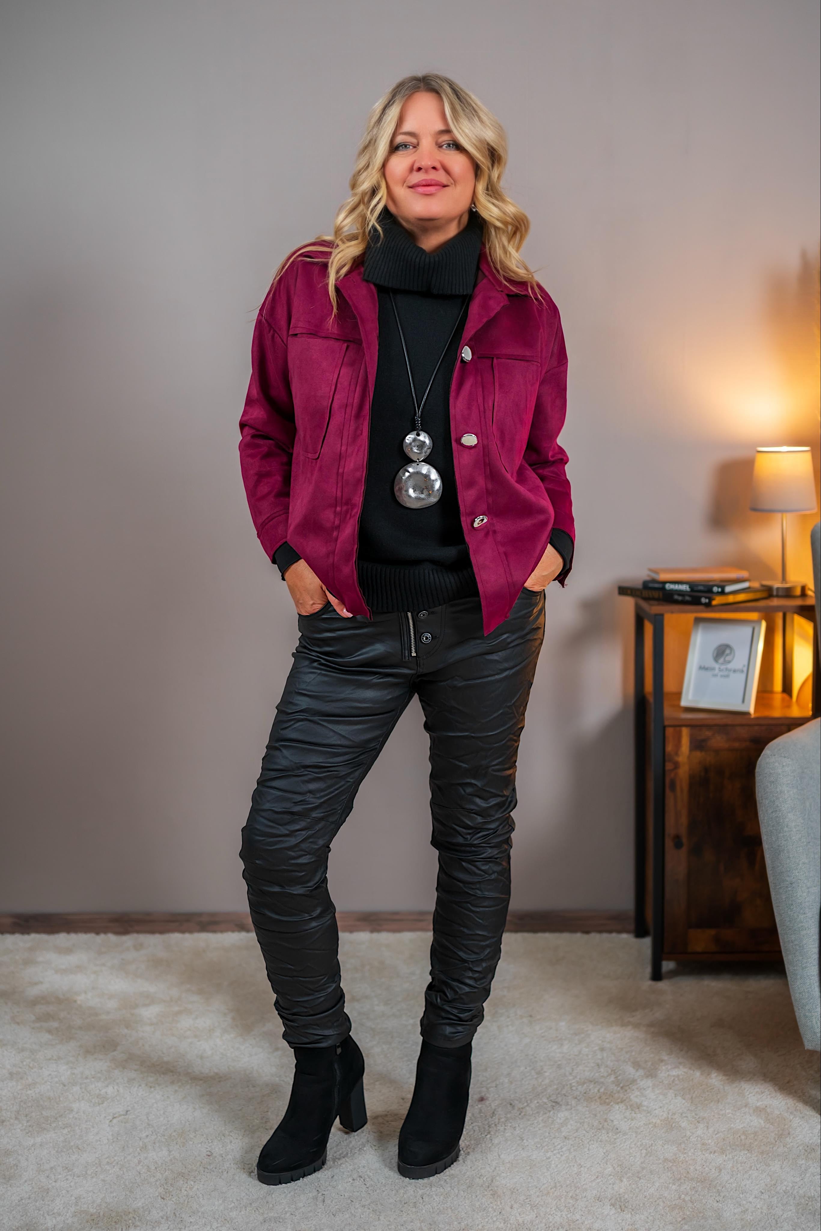 Weiche Hemdjacke, bordeaux