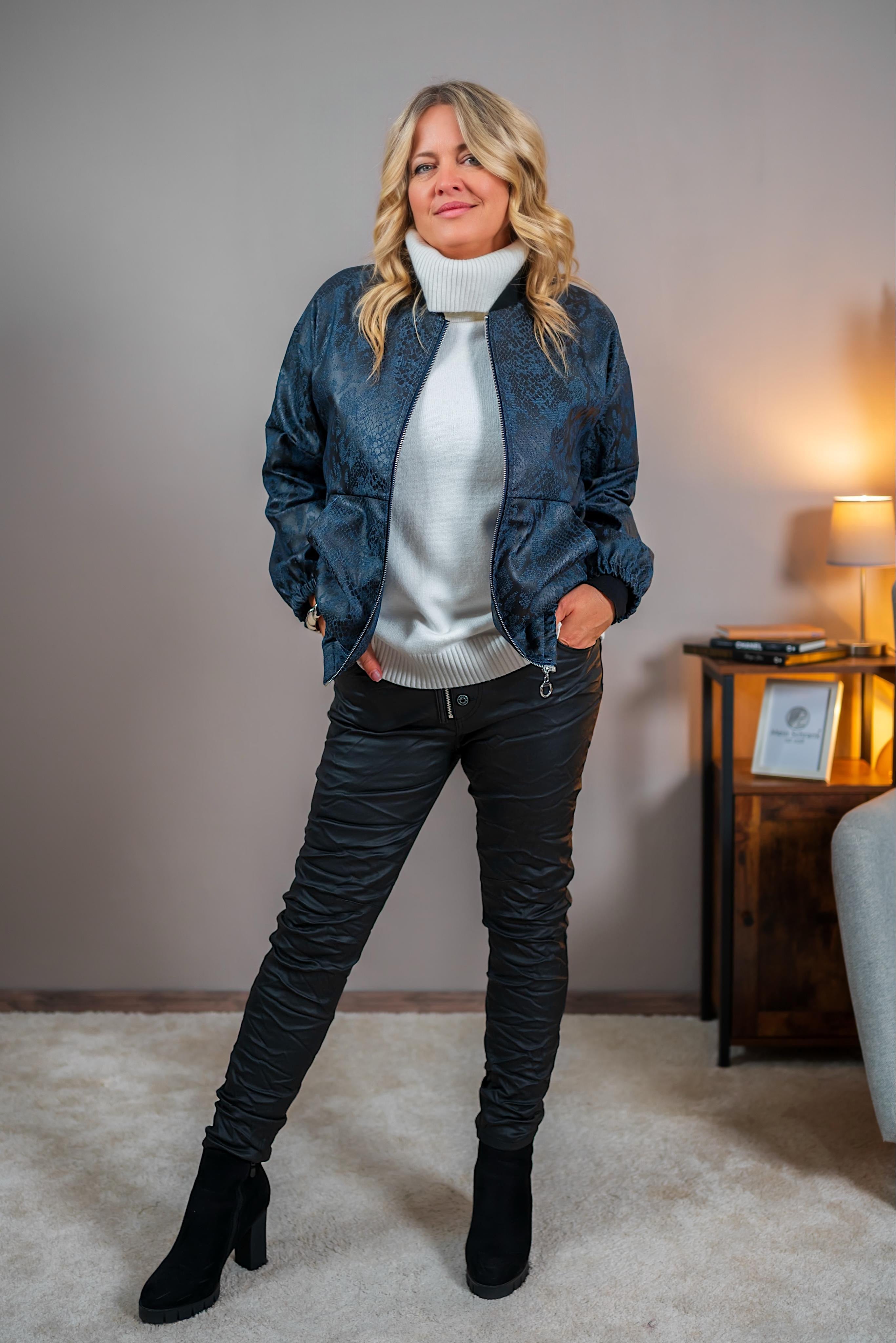 Blousonjacke in Bomber-Optik, dunkelblau