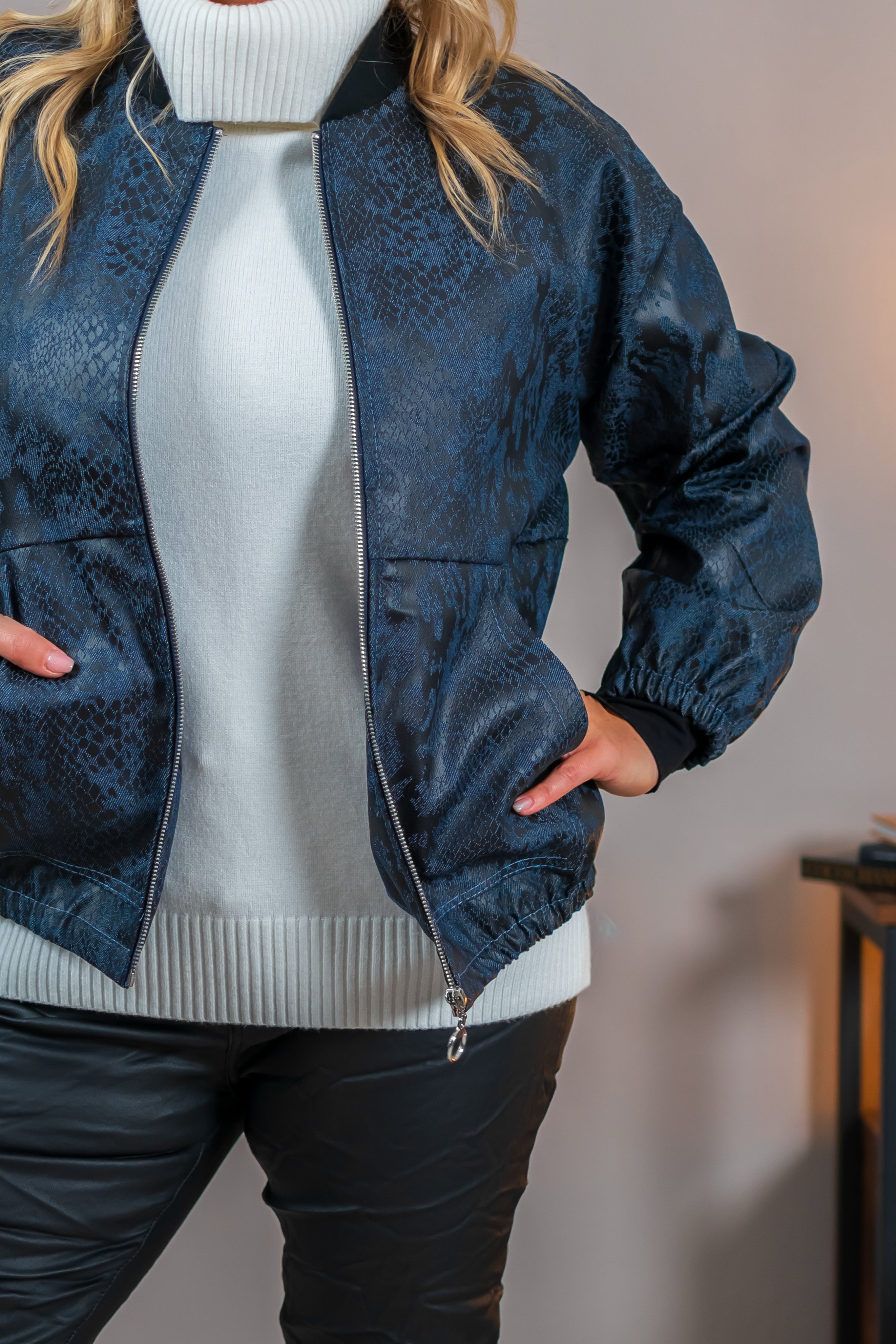 Blousonjacke in Bomber-Optik, dunkelblau