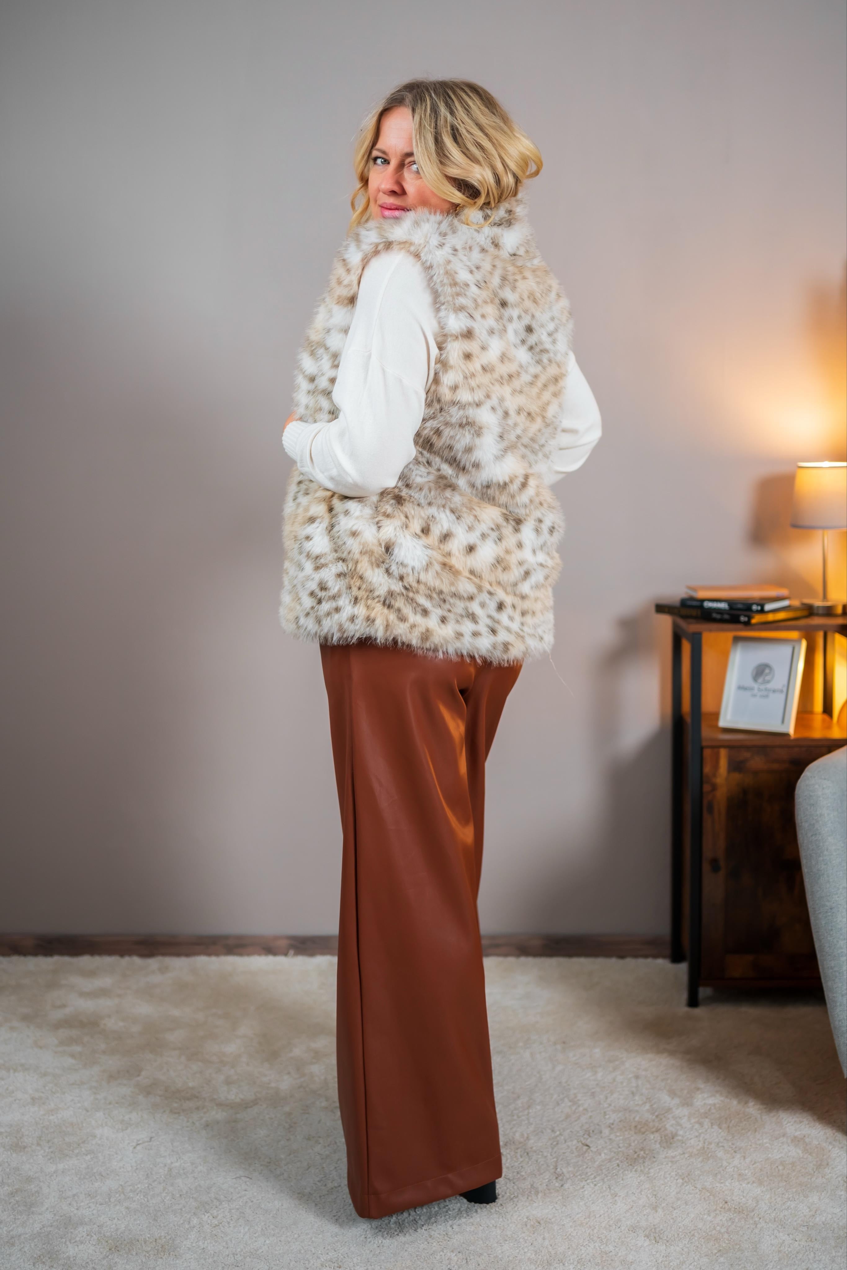 Fake-Fur Weste im Animal-Look