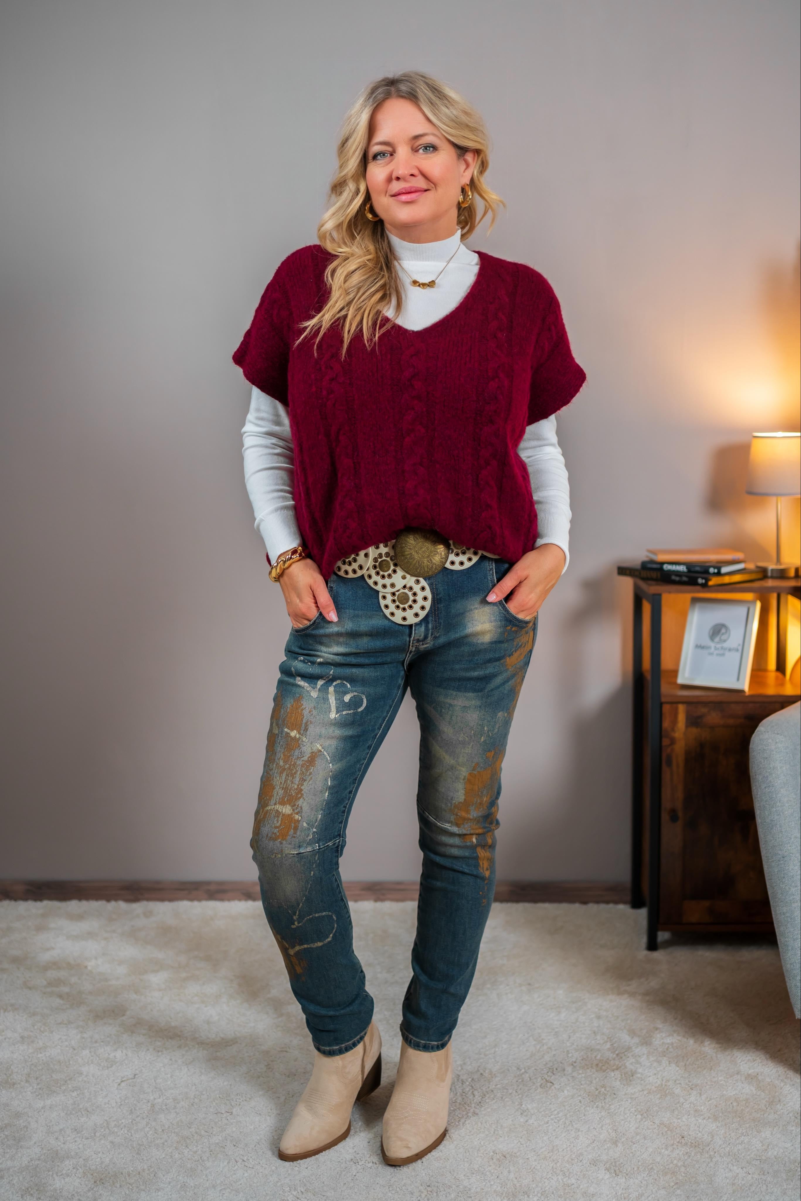 Jeans mit Paint-Effekt, mittelblau
