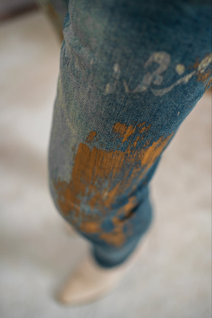Jeans mit Paint-Effekt, mittelblau
