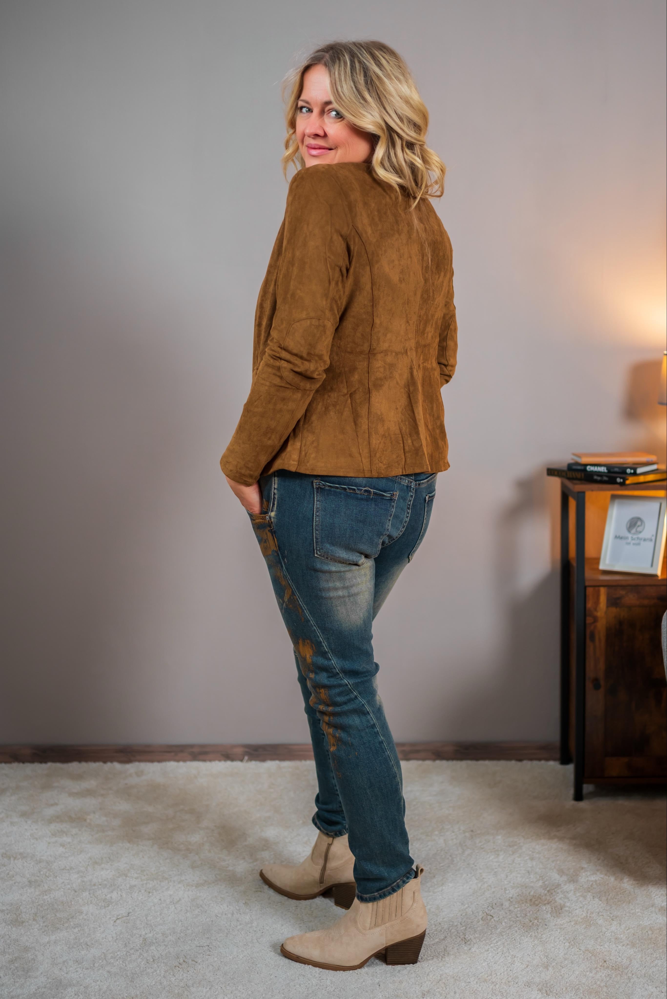 Eleganter Blazer aus Wildlederimitat