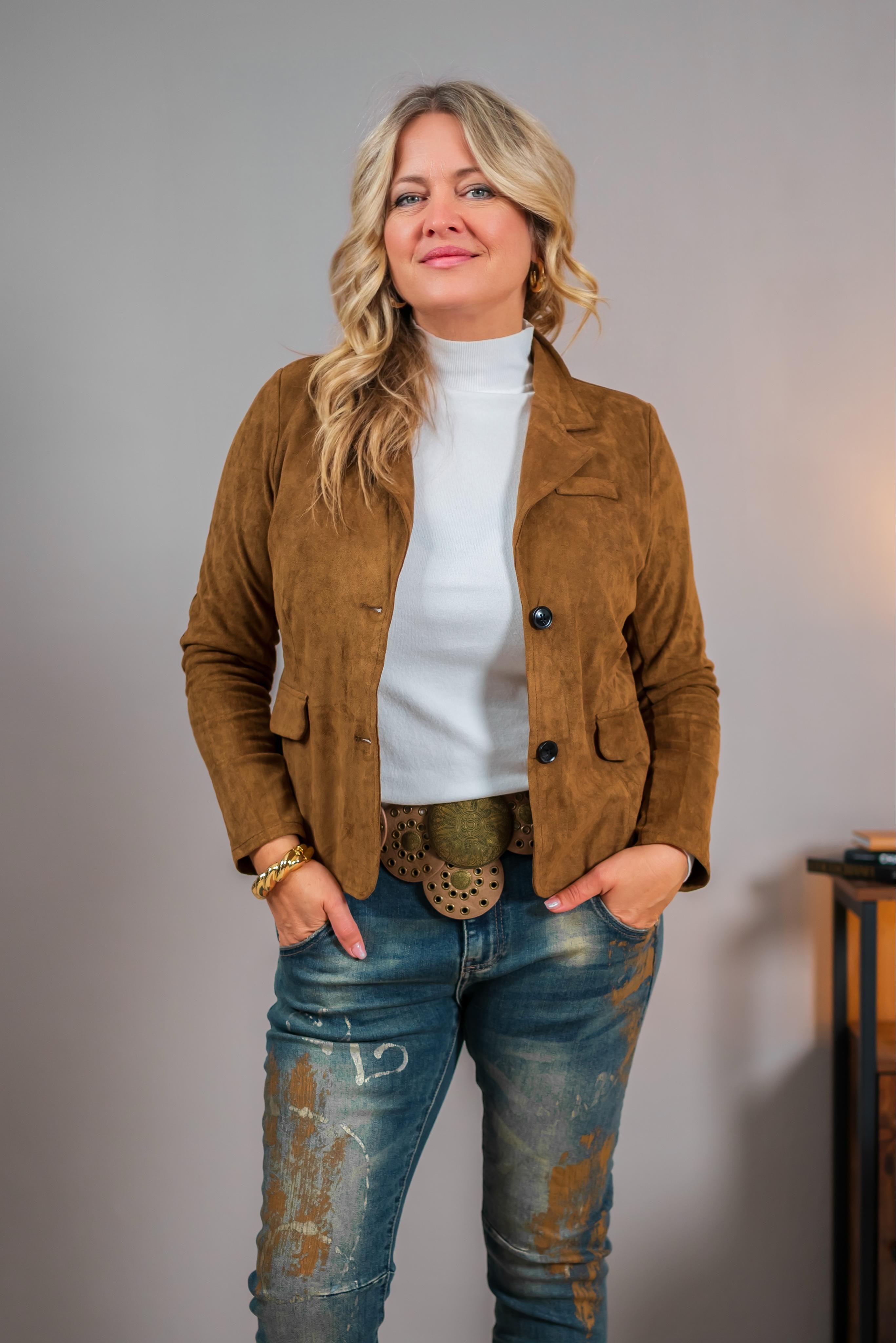 Eleganter Blazer aus Wildlederimitat