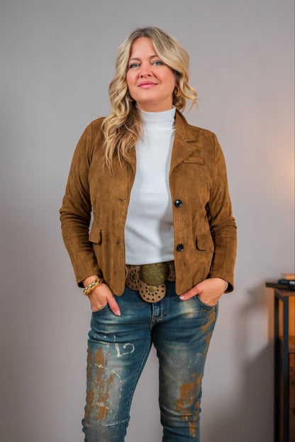 Eleganter Blazer aus Wildlederimitat