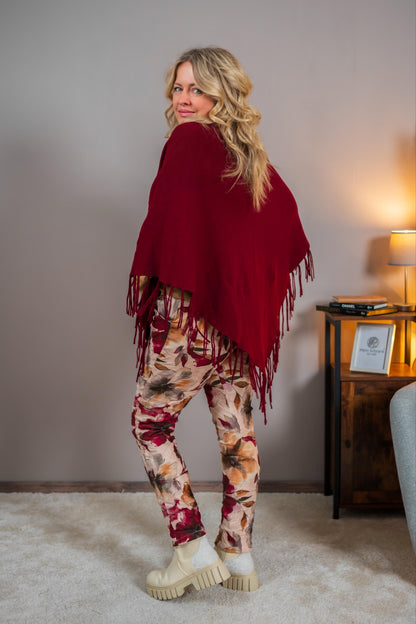 Poncho mit Rollkragen, bordeaux-rot