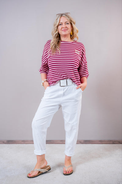 Oversize Shirt "Amour Paris", bordeaux/rosa-pink
