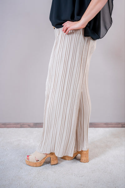 Leichte Plissee-Hose, beige