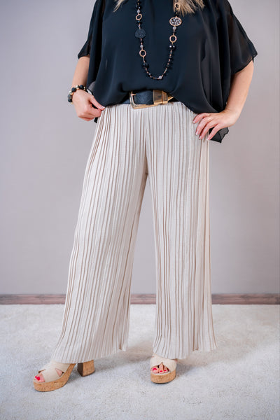 Leichte Plissee-Hose, beige