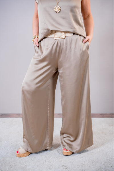 Elegante Satin-Hose, taupe