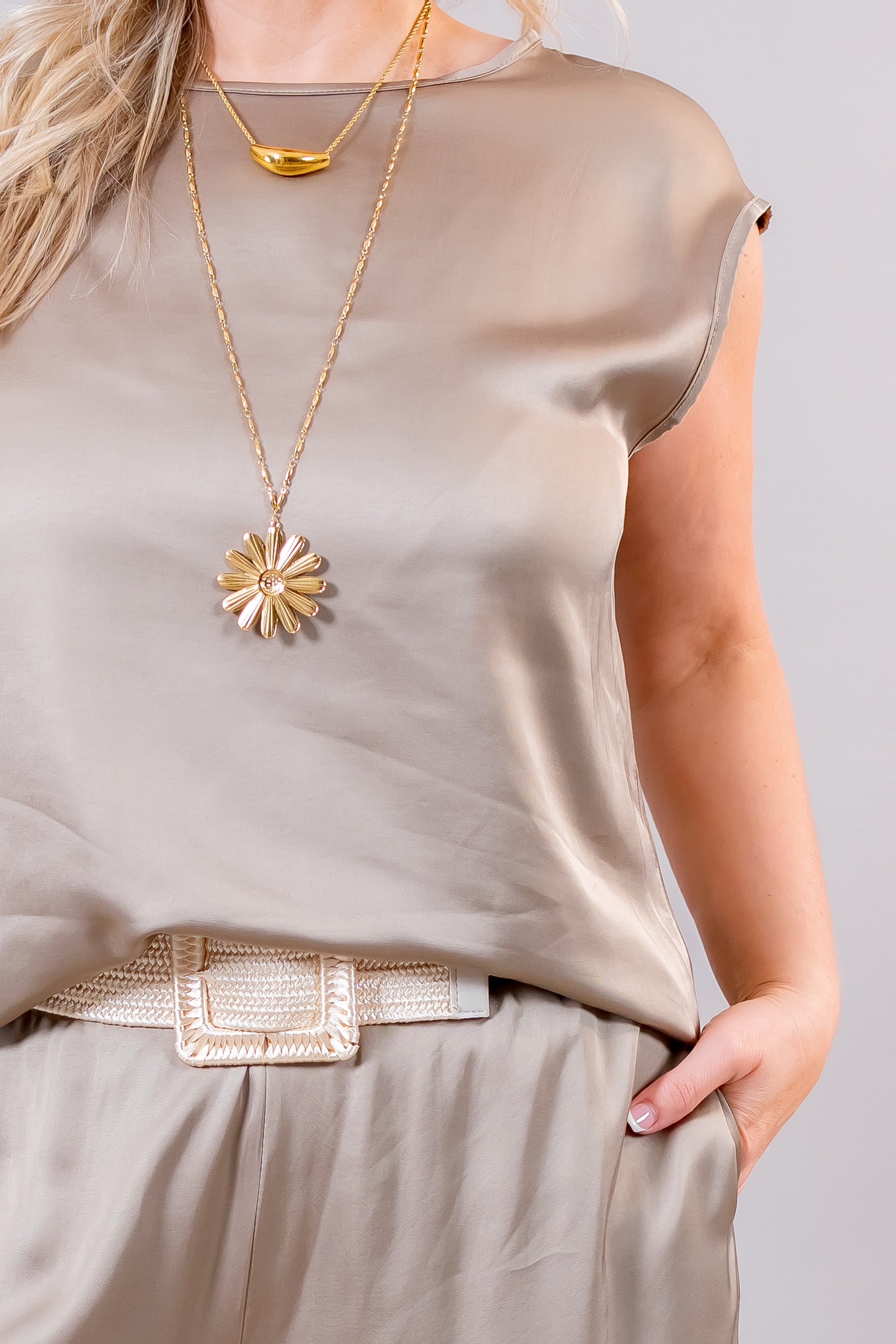 Elegantes Satin-Blusenshirt, taupe