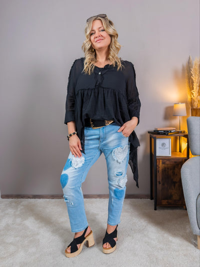 Tunika-Bluse, schwarz