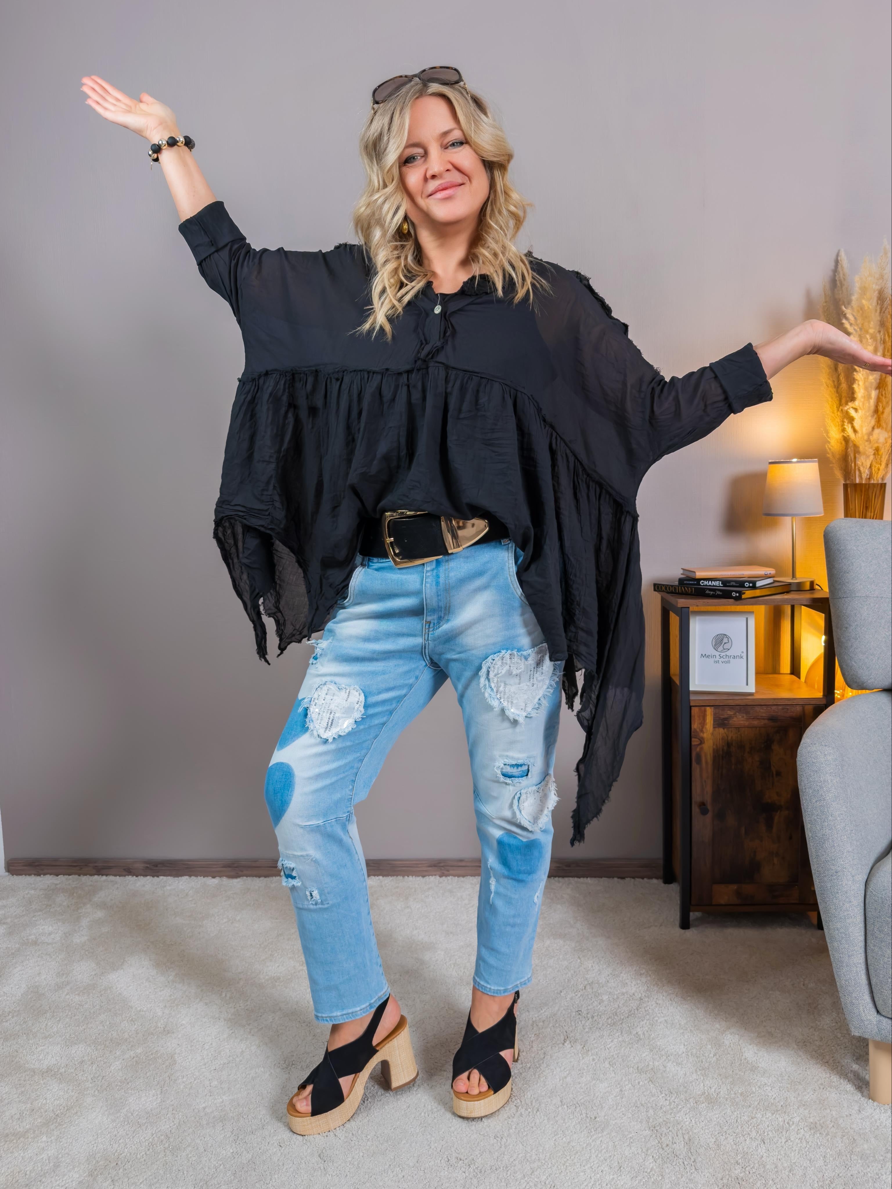 Tunika-Bluse, schwarz