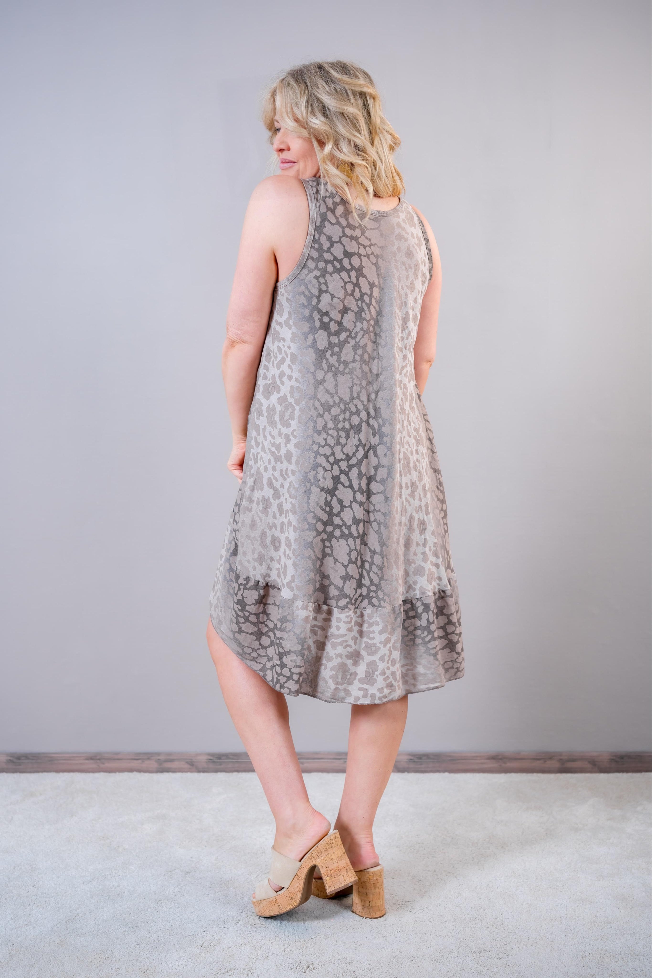 Sommerkleid im Animal-Look, beige-taupe