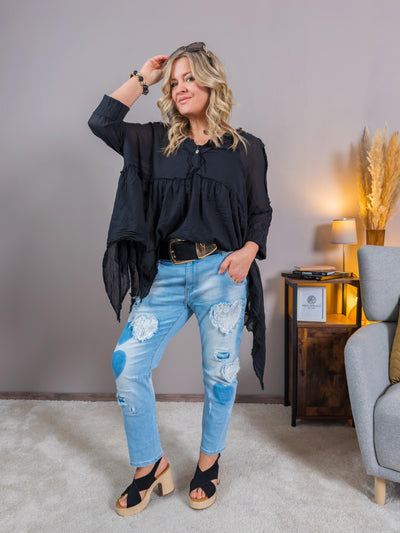 Tunika-Bluse, schwarz