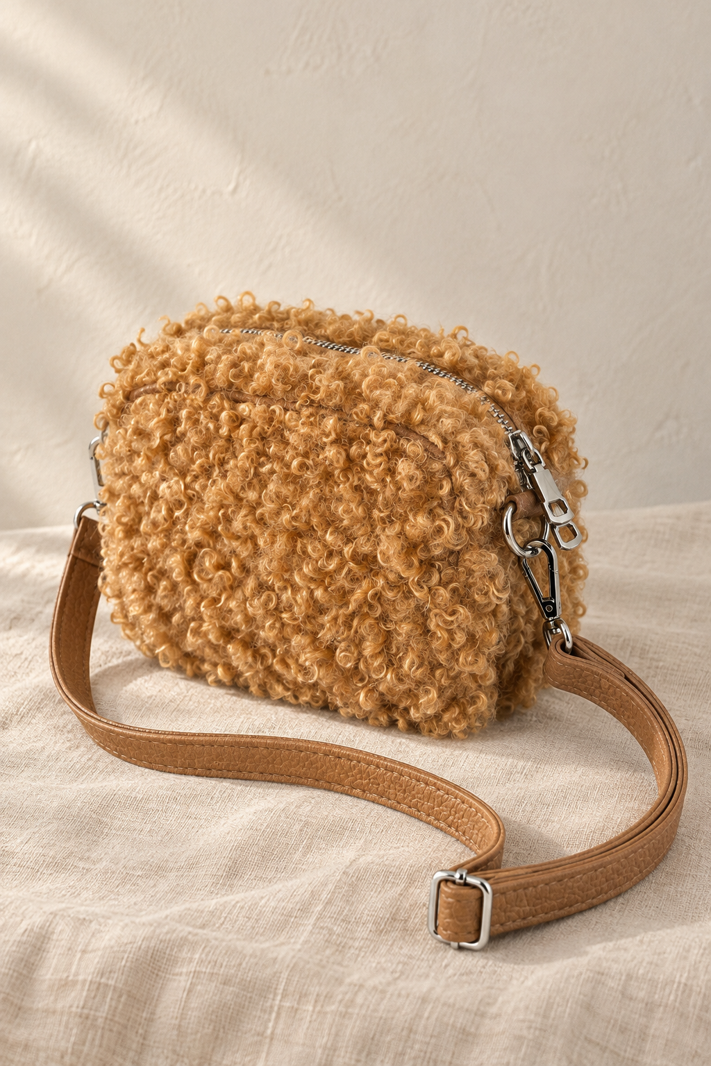 Teddy-Tasche "Curly Love", camel