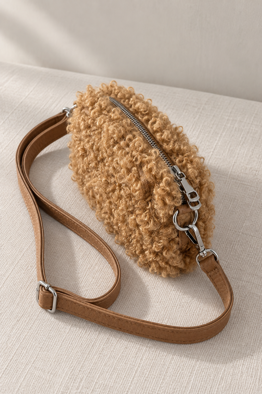 Teddy-Tasche "Curly Love", camel