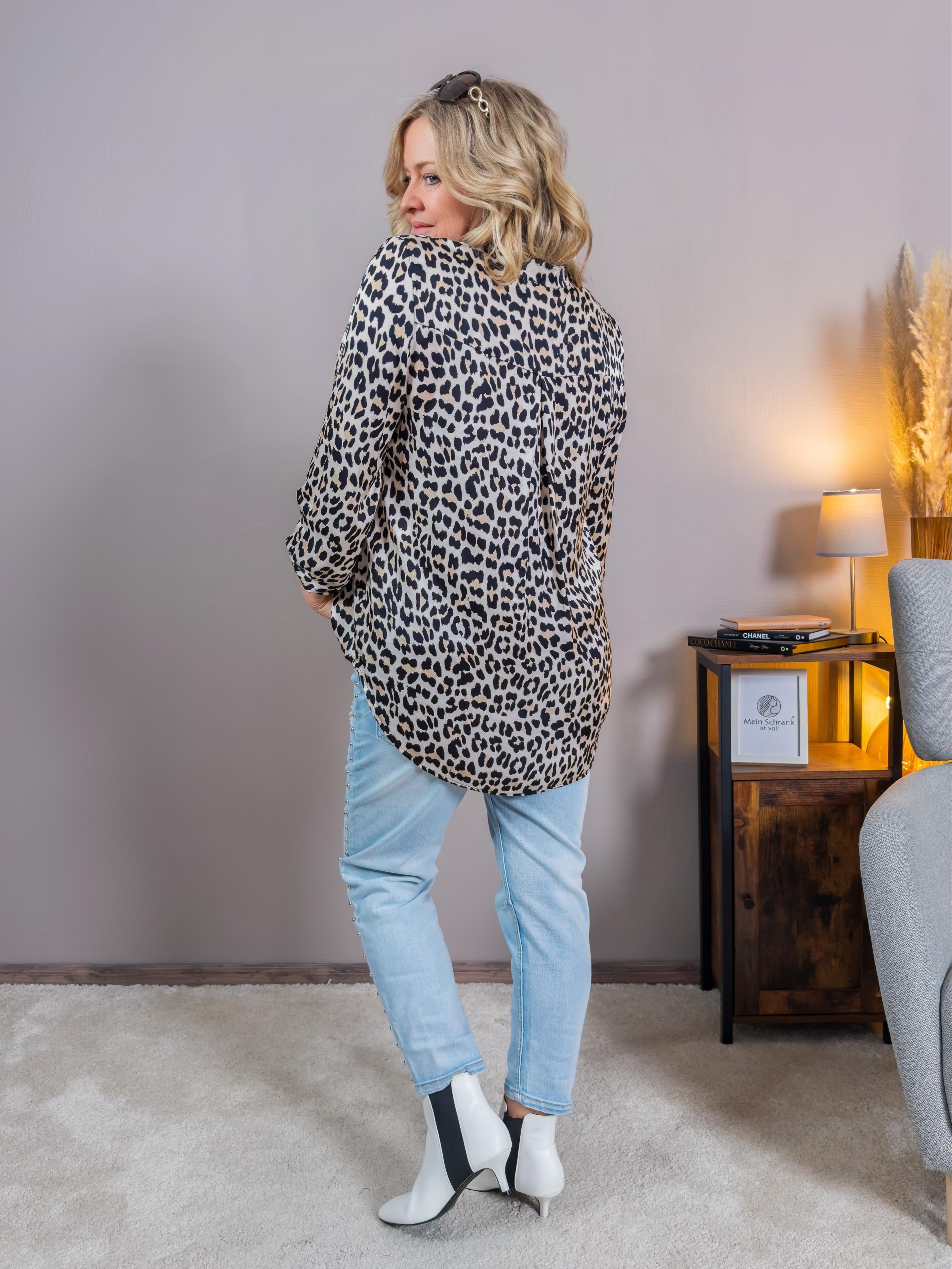 Stylische Viskose-Bluse mit Leo-Muster