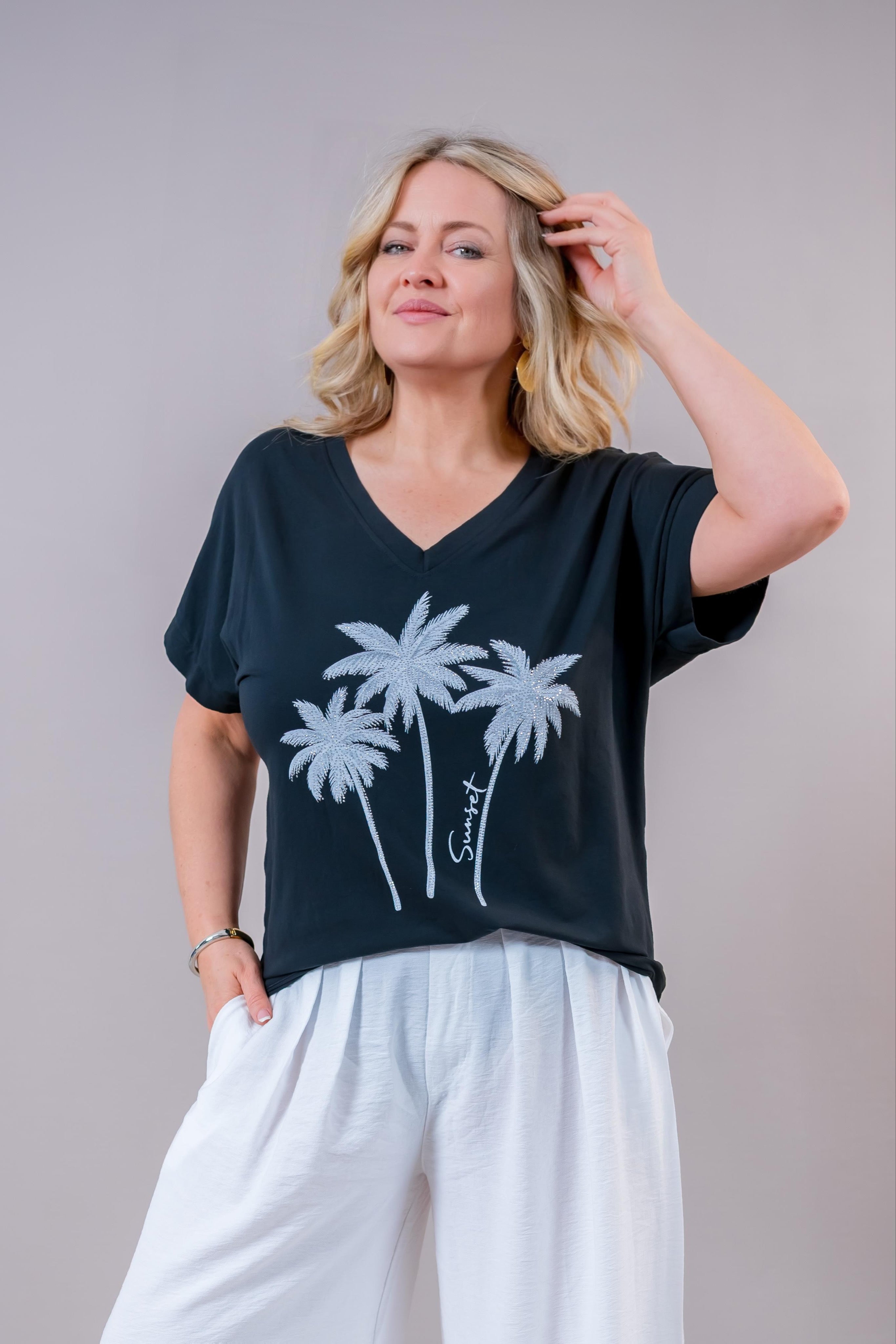 Oversize Shirt "Sunset", schwarz