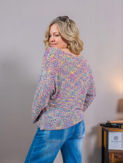 Mehrfarbiger Feinstrickpullover im Allover-Design