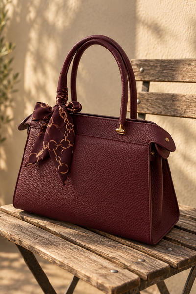 City Chic Handtasche mit Schmucktuch, burgundy