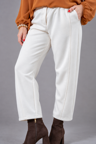 Elegante Stoffhose mit Gürtel, creme