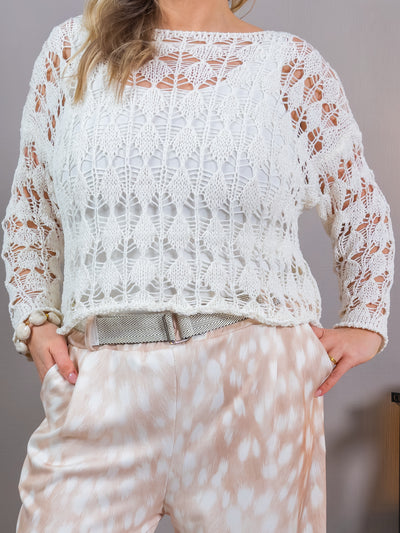 Häkelpullover, creme