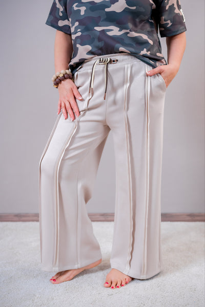 Fließende Palazzo-Hose, beige