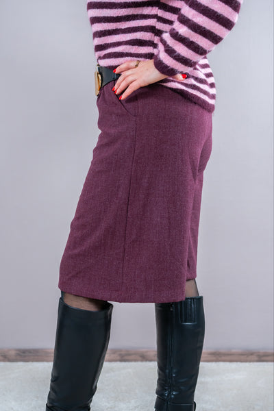 Elegante Wide-Leg-Bermuda, burgundy